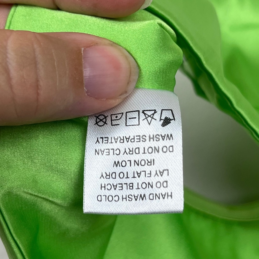 Superdown Lime Green Satin Crop Top Bandeau Cami Back Zip XS - Picture 7 of 7